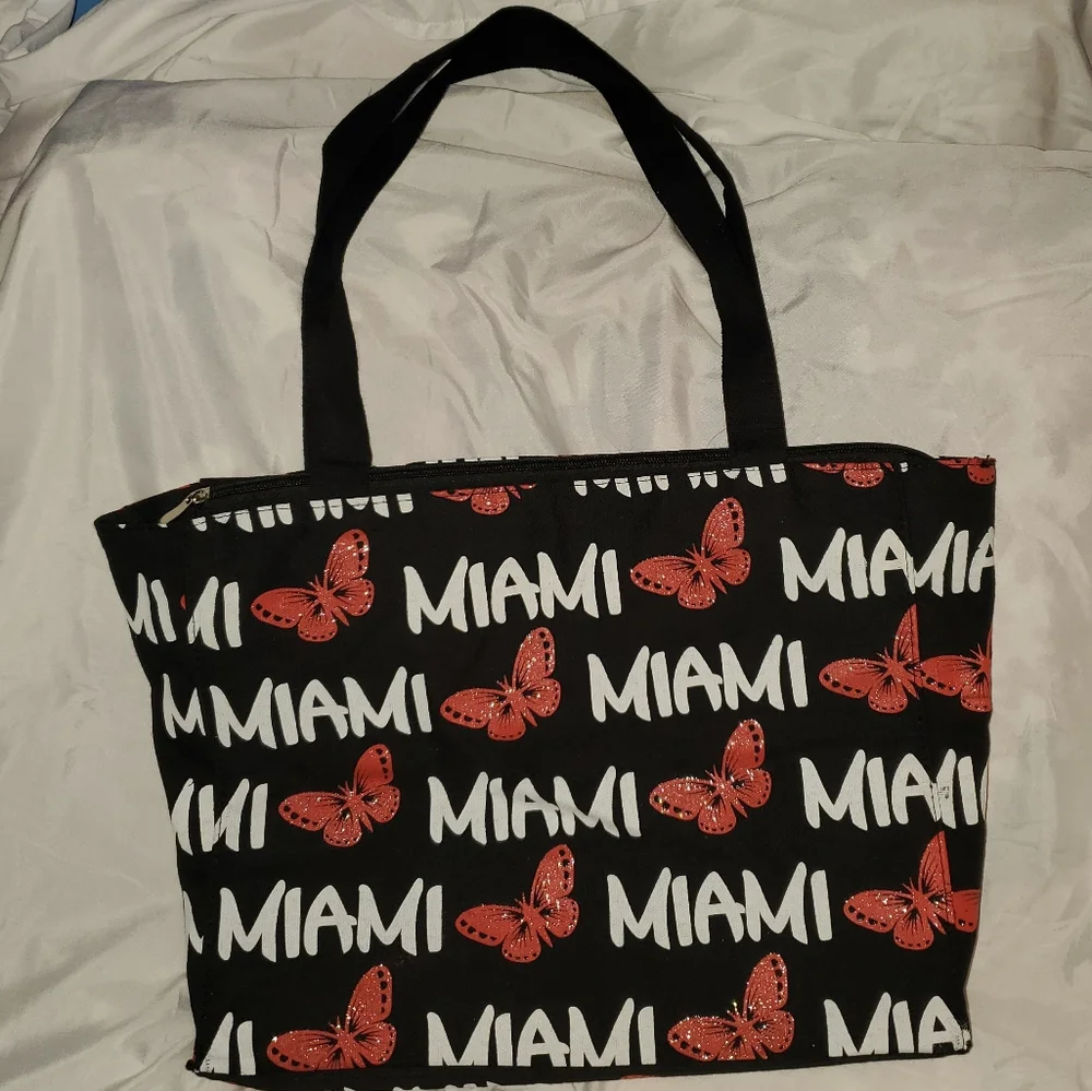 💸 5 for $20 | NWT Maran' Athah Miami Butterfly Canvas Tote Bag - Picture 4 of 16